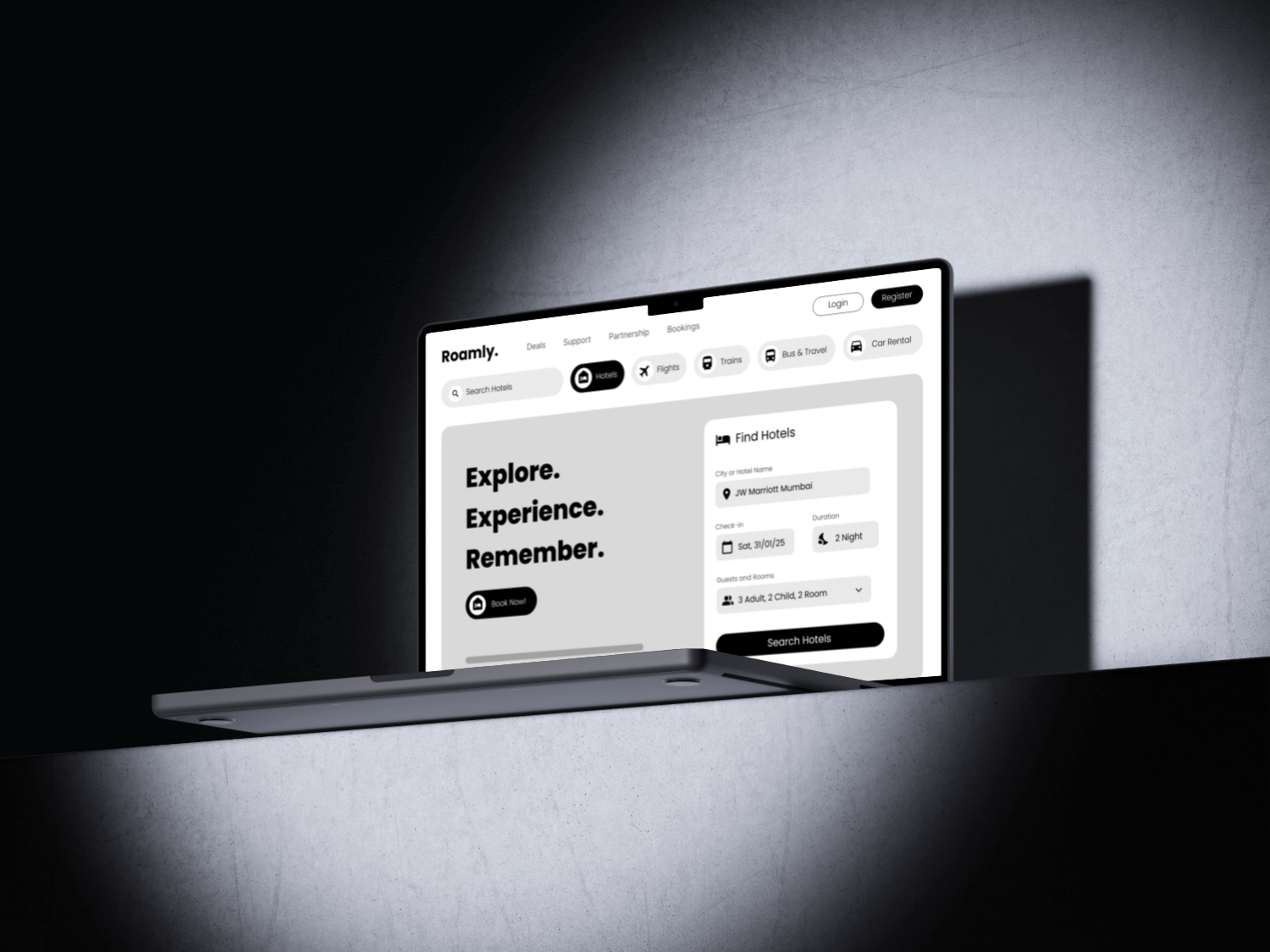 Roamly – Travel Booking UI/UX Wireframe Design app design graphic design typography ui ux web website wireframe