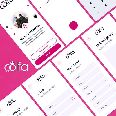OOlFA Find Life Partner App Design || UI/UX || Logo Design application dating app flutter graphic design ios logo logo design mobile app ui uiux