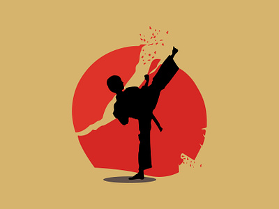 karate kid black brown illustraion karate karate kid red shadow