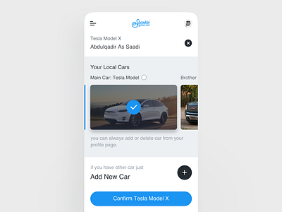 Sparkle Selection app design car confirm tesla ui ui design ux wash