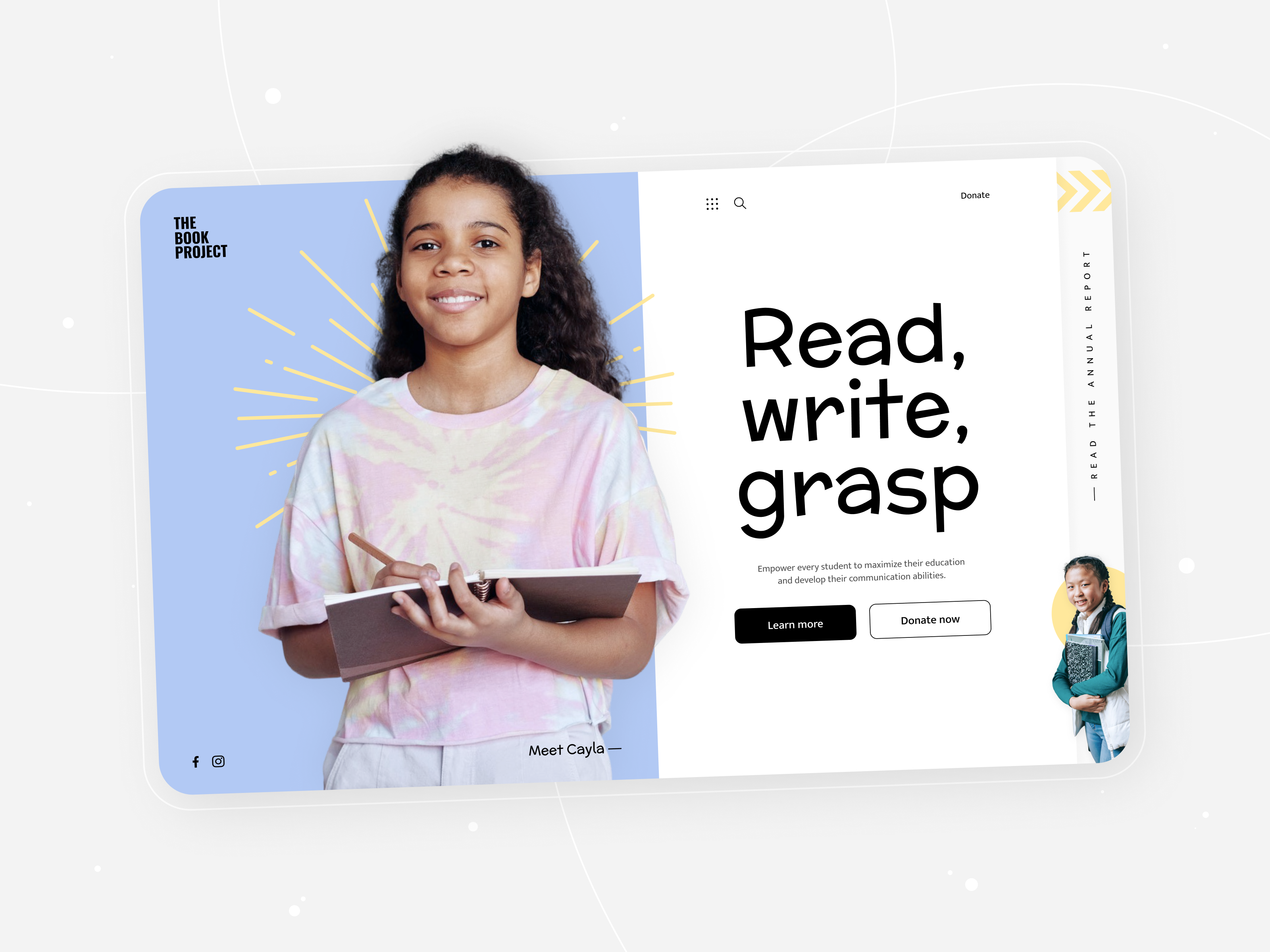 The Book Project book children clean education k 12 literacy ngo nonprofit school simple student webdesign