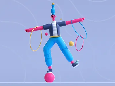 Balanced Character 2d 3d character characterdesign colors fun illustration pattern play shape