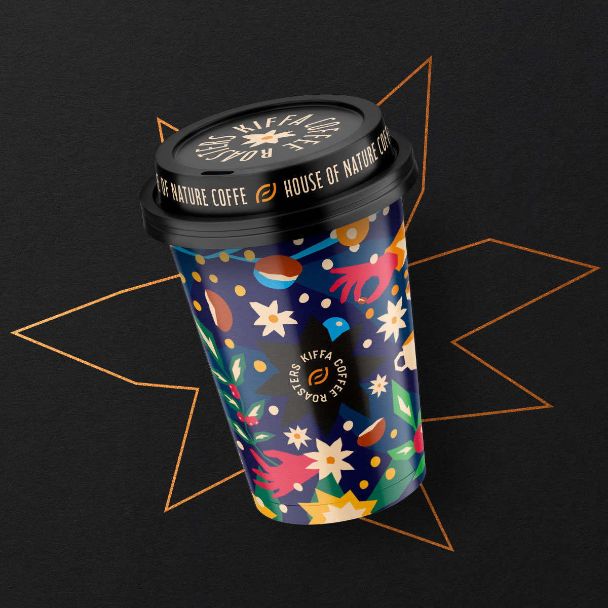 Kiffa Roasters Illustration Cup. brand branding color craft design draw drawing graphic hand handmade icon icono illustration letter lettering logo type typo typography vector