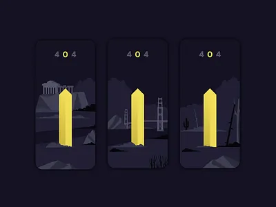 404 Monolith concept 2020 404 app black blue dark design illustration metal mobile monolith not found pantone ui yellow