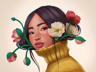 Invincible Summer Illustration beauty blossom character design design studio digital art digital illustration digital painting flowers flowers illustration graphic design illustration illustration art illustrations illustrator inspiration nature procreate summer woman