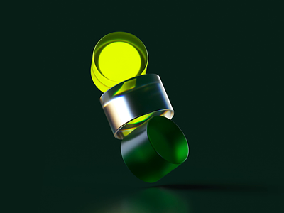 3D Loop - Vendredi Society - 3/3 3d abstract animation c4d cylinder design gif green illustration loop motion transparent ui yellow