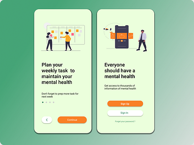 Login and On boarding screen design app login screen mental health mobile ui screens