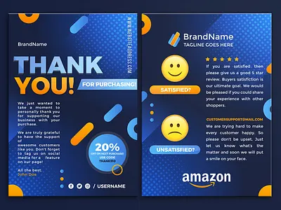 amazon thank you card package insert product insert amazon amazon fba seller amazon thank you card blue creative e commerce gradinet orange package insert card product branding product insert card review thank you thank you card yellow
