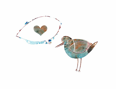 a little bird talking about love bird bird illustration graphic heart illustration speaking watercolor