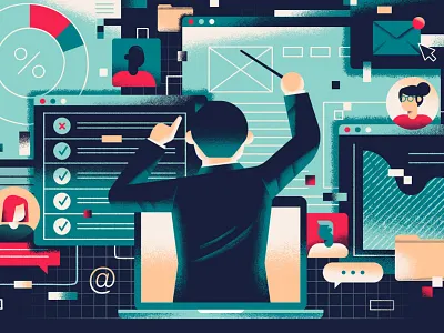 How consulting is casting itself as essential during Covid-19 browser conductor consulting cover illustration editorial editorial illustration illustration maestro quartz sail ho studio sho studio texture vector