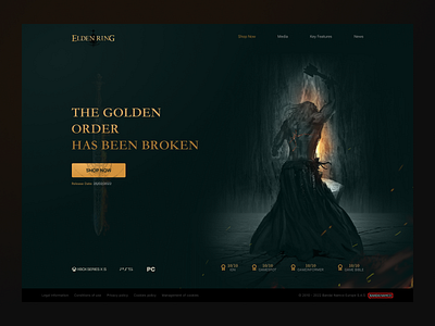 Elden Ring landing page dailyui dark design eldenring game gaming ui web