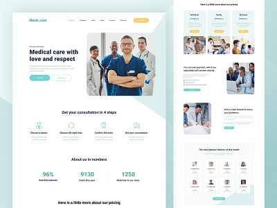 Meds.com bestwebsoft clean ui clinic doctor figma graphic hospital landing page management medical medicine minimal design specialists user interface web