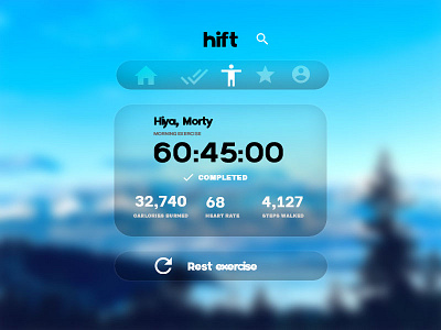 Exercise App app design concept app mockup exercise app glassmorphism