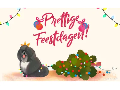 Christmas Card animals children christmas christmas card christmas tree color creative dog family feestdagen festivity funny illustration prettige