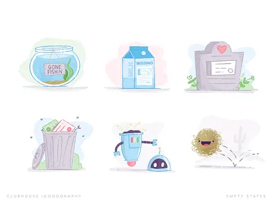 Empty States Exploration bin empty states fish grave milk robot tumbleweed