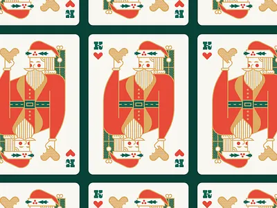 Santa Playing Card 2020 christmas cookie deck geometric green hat hearts holiday holly illustration king logo playing card present red royal saint nick