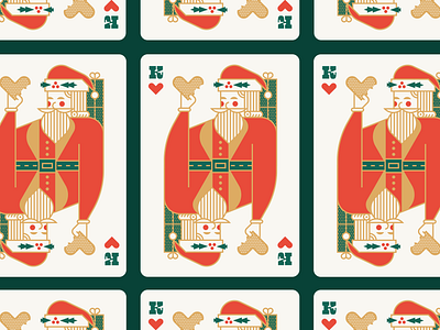 Santa Playing Card 2020 christmas cookie deck geometric green hat hearts holiday holly illustration king logo playing card present red royal saint nick