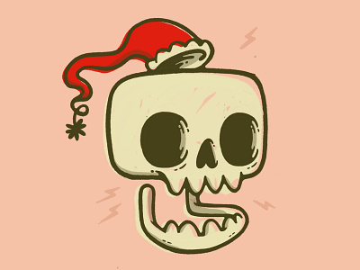 Skulls + Christmas = Win Win blake stevenson cartoon character design christmas crossbones cute draw skulls happy hat hipster illustration jetpacks and rollerskates lightning retro skeleton skull skull art ui ux xmas