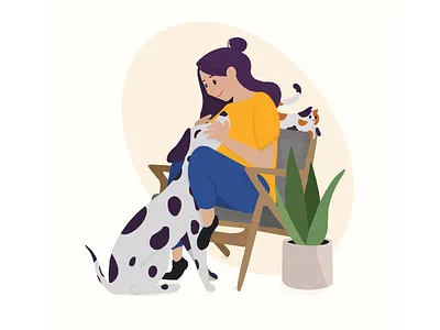Pet Family cat dog illustration pets plant procreate