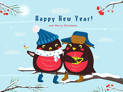 bullfinch ash berry bird birds bullfinch cosy happy happy new year illustration merry xmas merrychristmas new year winter снегирь