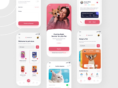 PetCare Design Work 1 of 100 app app design challenge design illustration minimal motion graphics pet store ui ui design ux ux design veterinary