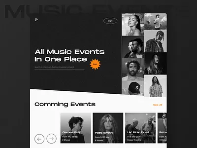 Ticket Booking Platform booking system brutalism home screen interaction music typography ui ux webdesign
