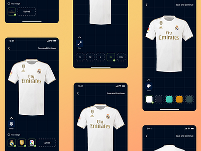 Custom Kits: Entry for NativeScript Challenge app customize design ecommerce edit figma jersey mobile realmadrid store studio ui uidesign uiux uiuxdesign ux ux design