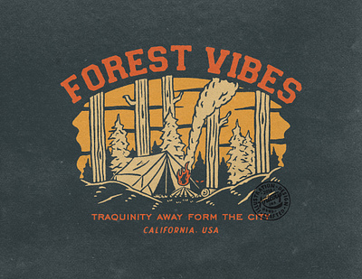 FOREST VIBES apparel design artwork badge design branding clothing design graphic design illustration tshirtdesign vintage vintage design