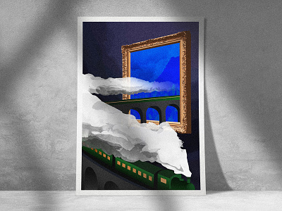 Tableau à Grande Vitesse art artwork blue illu illustration illustration digital museum painting podcast poster print tableau train travel