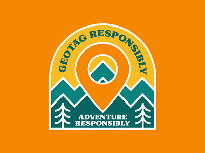 Geotag Responsibly badge geotag line art logo mountains national park outdoor badge outdoors patch retro retro mountain thick line vintage wilderness