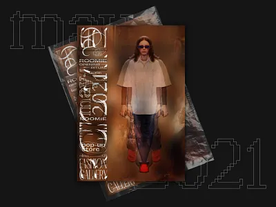 Roomie Fashion Gallery Branding 3d art animation art direction branding branding design contemporary design fashion fashion brand print typography