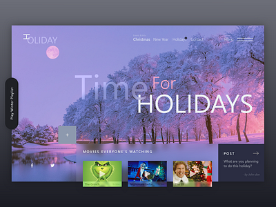 Holidays Winter ☃❄ christmas concept cute design dribbbleweeklywarmup grinch holidays illustration landingpage main present trends ui ux web web design website winter winter is coming xmas