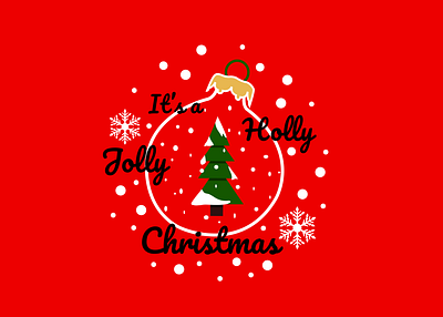 Holly Jolly Christmas - Illustration art bouble christmas christmas illustration christmas party christmas tree corel draw coreldraw design green holly illustration jolly red snow snowflakes