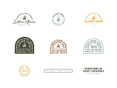 Leather Apron Cocktail Club address apron badge badge design brand identity branding club cocktail craft design electric leather logotype purveyors retro typographic typography vintage
