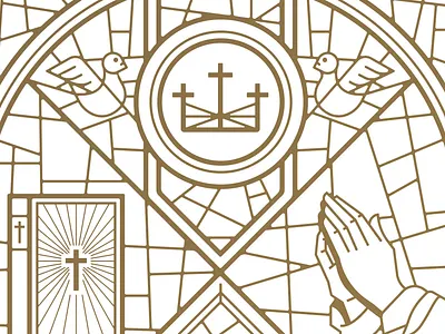 City Church Stained Glass Print pt. I bible bridge church crown dinner family illustration jesus knoxville meal mission prayer rays stained glass sun sunsphere tennessee tn type typography