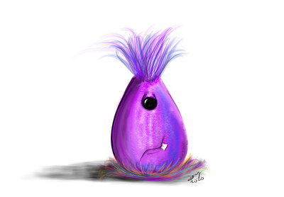 Furry Eggplant Monster cute cute monster eggplant furry furry monster hairy monster illustration monster monsters procreate procreate art