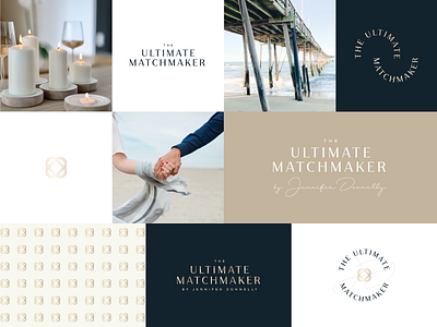 The Ultimate Matchmaker blue brand identity branding classy design elegant feminine gold heart links logo logomark logotype love masculine matchmaker peace relationship serenity ultimate