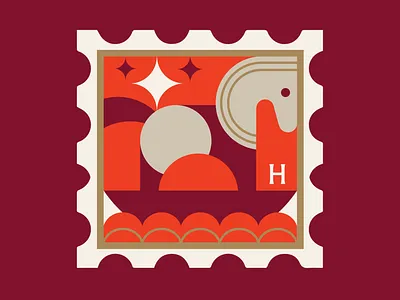 Rocking horse stamp flatdesign icon illustration illustrator minimal rocking horse stamp