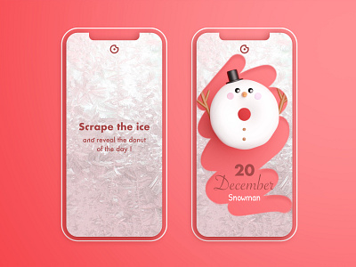 Scrape the ice ! advent calendar app christmas christmas app christmas is coming christmas time christmasfood cute december design donut frozen ice illustration mobile noel scrape snowman ux winter