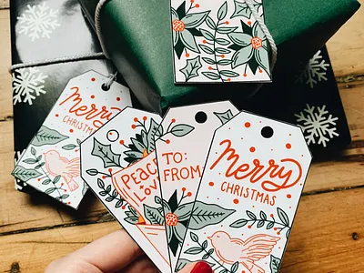 holiday tags colorful colors palette design gift tags gifts holiday holiday art illustration simple tags