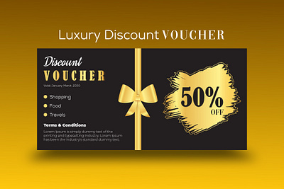 Luxury Discount Voucher card design coupon coupon card discount discount voucher gift card gift voucher golden luxury offer voucher voucher card voucher design