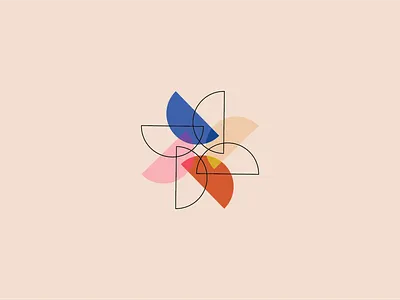 radial thingy blue brading color flat design geometric logo mark minimal orange peach pink radial design rust