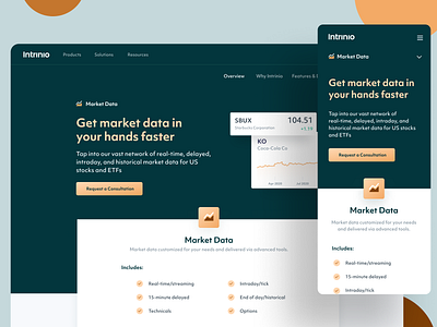 Intrinio Market Data data earthtones fintech green mobile website