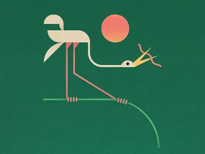 Egret adobe bird egret grain illustration illustrator mid century midcentury outdoors vector vintage