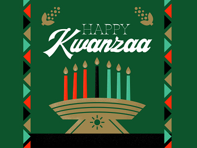 Happy Kwanzaa Social Graphics african candles corn holiday illustration kwanzaa socialmedia sun texture typography