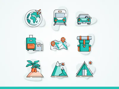 Travel icons set design icon icon design icon set icons illustration illustrator travel traveling vector