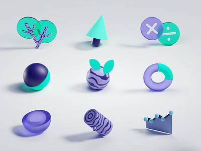 3D icons b3d blender eco envrionment green icons