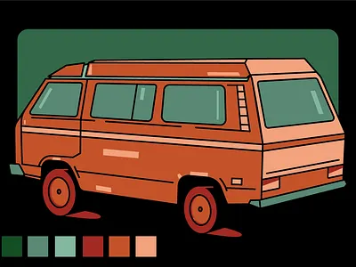 Van black car design flat illustration line vector