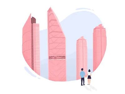 City mudafy 2d character branding building charachter design city couple illustraion ui ux vector