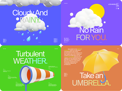 Weather forecast app concept 3d clean concept design forecast icons morning rainy sunset temperature ui umbrella ux weather webdesign